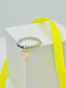 Серебряное кольцо с золотой пластиной и дорожкой фианитов Artsriblo арт7/1к