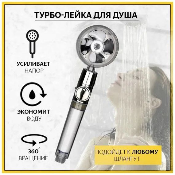 Душова турболейка високого тиску, водозберігаюча насадка для душу з вентилятором з унікальним малюнком води. ZS-494 Колір: срібний | Зображення 9