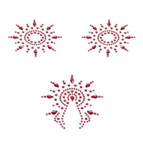 Пэстис из кристаллов Petits Joujoux Gloria set of 3 - Red, украшение на грудь и вульву