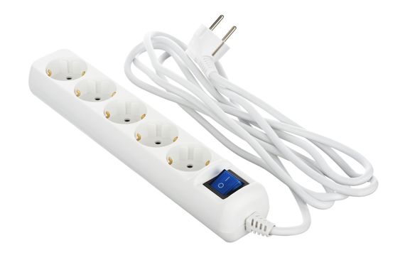 Сетевой фильтр 2Е 5XSchuko с выключателем, 3G*1.0мм, 3м, white (2E-U05ESM3W)