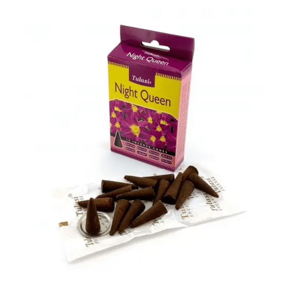 Ароматичні конуси  Нічна королева + металева підставка 15 шт. в уп. Tulasi 8901031018618
