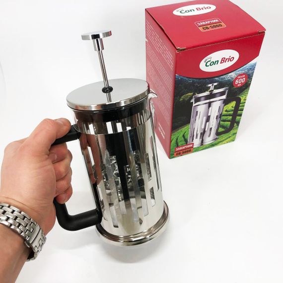 Заварник Con Brio CB-5060 Френч-пресс 600 мл,  Чайник самовар стеклянный, Заварники для чая и кофе | Зображення 9