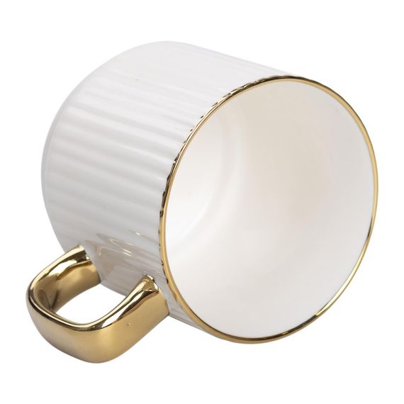 Чашка фарфоровая с золотым ободком и золотой ручкой 300 (мл) Белая RX-N231129W | Зображення 2