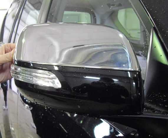 Накладки на зеркала (2 шт, нерж.) OmsaLine - Итальянская нержавейка для Toyota Land Cruiser Prado 150 | Зображення 1
