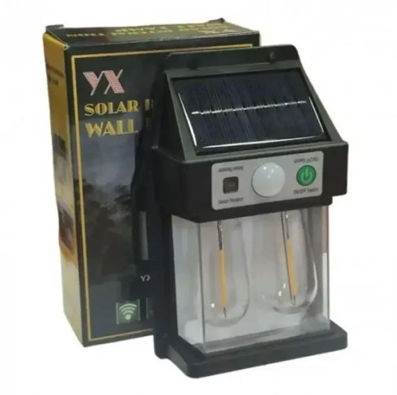 Настенный уличный светильник с солнечной панелью, фонарь с датчиком на движение SOLAR WALL LAMP YX-777 Black