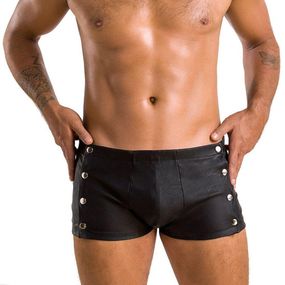 Чоловічі шкіряні боксери із заклепками Passion Short David L/XL, чорні