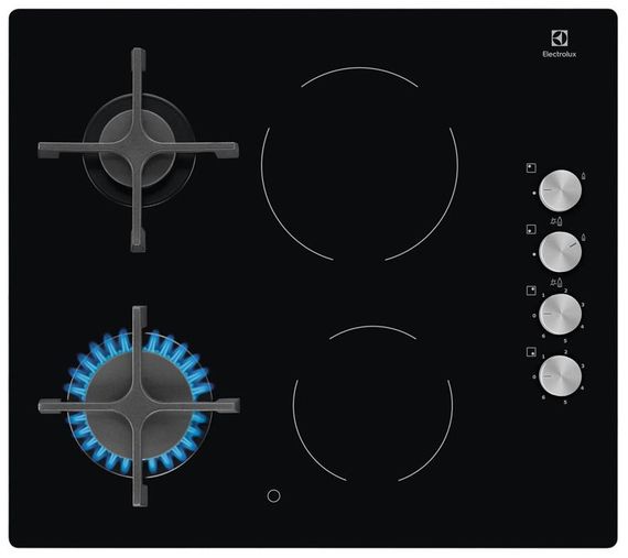 Варильна поверхня Electrolux комбінована (2 газ + 2 склокерам.) EGE6172NOK