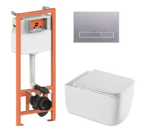 Набір Qtap Nest 4 в 1 підвісний унітаз Gemini Ultra Quiet 530х365х373 + комплект інсталяції QT2533076EUQW46157