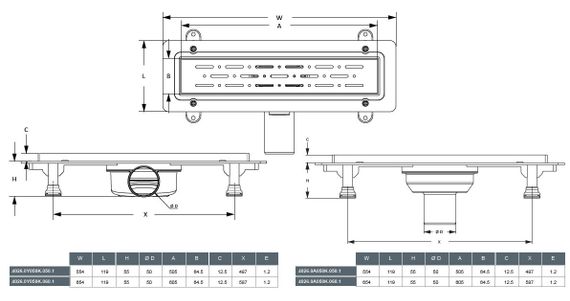 Душовий канал з горизонтальним фланцем MAXIFLOW Prime Scala 360, решітка "Під плитку", 80 см 4026.TY050K.080.1 | Зображення 3