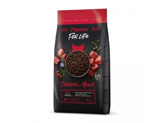 Fitmin cat For Life Castrate Beef (для стерилізованих з яловичиною), 8 кг | Зображення 1
