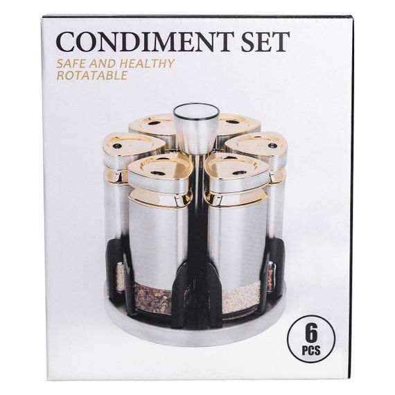 Набор баночек для специй 6 шт 120 мл карусель для хранения специй HP-1332 | Зображення 7