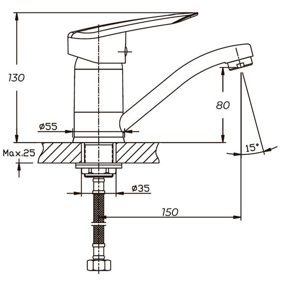 Смеситель для умывальника Haiba Disk 555 (вылив 15 см) (HB0058) | Зображення 1