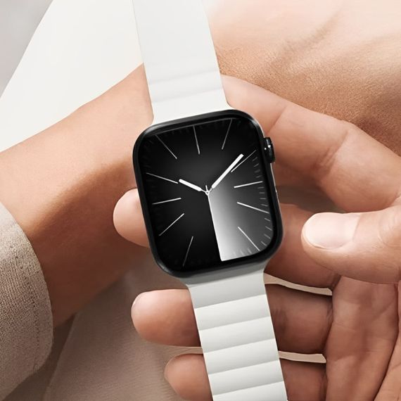 Ремінець BlueO Magnetic Silicone для Apple Watch 42(ser.1-3)/44/45/46/49mm White / Orange | Зображення 2