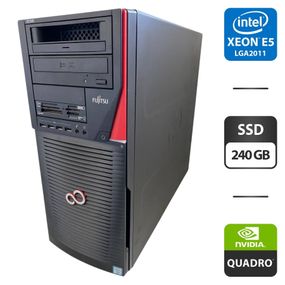 Робоча станція Fujitsu Celsius M740n Tower / Intel Xeon E5-2697 v3 (14 (28) ядер по 2.6 - 3.6 GHz) / 64 GB DDR4 / 240 GB SSD / nVidia Quadro K2200, 4 GB GDDR5, 128-bit / DVD-ROM б/в
