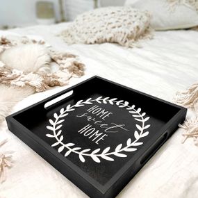Поднос деревянный с принтом Home sweet home 33х33х4 см (PDN_19N001_BL)