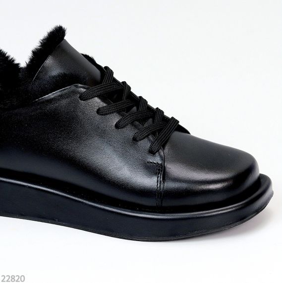 Мега стильні теплі чорні туфлі автоледі натуральна шкіра колір на вибір | Зображення 6