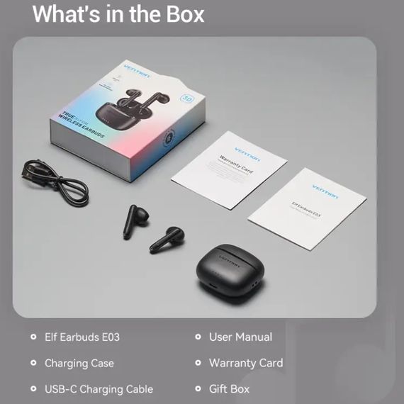Навушники TWS Vention Elf Earbuds E03 Black | Зображення 2
