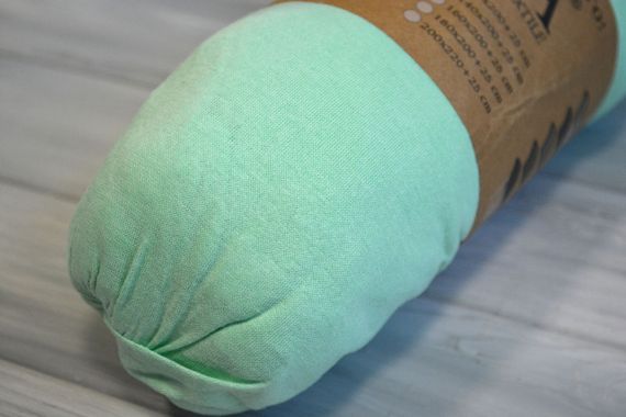 Простынь 160х200+25см трикотаж на резинке ментоловая | Зображення 1