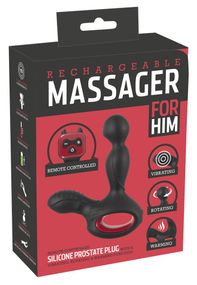 Вібростимулятор простати з ротацією і підігрівом You2Toys Silicone Prostate Plug, чорний
