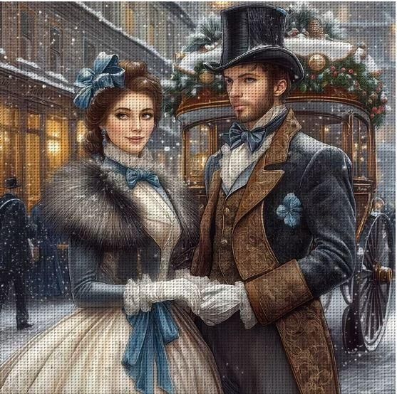 Набор для вышивки крестом JOZYSH "Розовая прогулка" 14CT, 40x40 см, канва Аида с нанесенным рисунком