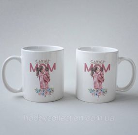 Кружка з принтом "Super Mom" 330 мл Біла