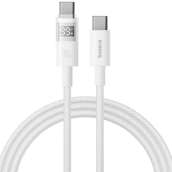 Дата кабель Baseus Display 2 Type-C to Type-C 100W (1m) (P10382702) Moon White | Зображення 1