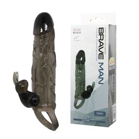 Насадка на член - Brave Man Vibrating Penis Sleeve 5,91" Black Sex Aura