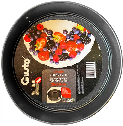 Форма круглая для выпечки Gusto GT-3226 26x6,8 см разъемная форма со съемным дном и антипригарным покрытием Черный | Зображення 2