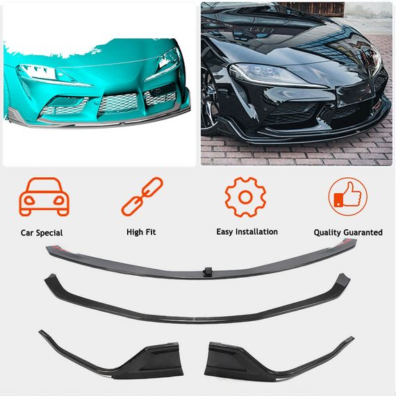 Накладка на передній бампер Lip V2 (Карбон) для Toyota Supra 2019- рр | Зображення 5