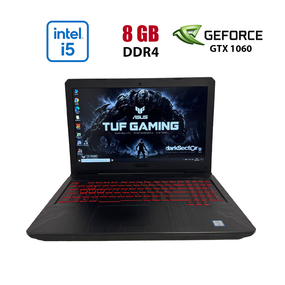Игровой ноутбук Б-класс Asus TUF Gaming FX504GM / 15.6" (1920x1080) IPS / Intel Core i5-8300H (4 (8) ядра по 2.3 - 4.0 GHz) / 8 GB DDR4 / 256 GB SSD / nVidia GeForce GTX 1060, 3 GB GDDR5, 192-bit / WebCam б/у