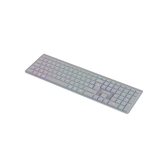Клавіатура Canyon HKB-W11 Slim Dual Mode Wireless/Bluetooth RGB UA Grey (CNS-HBTK11G) | Зображення 1