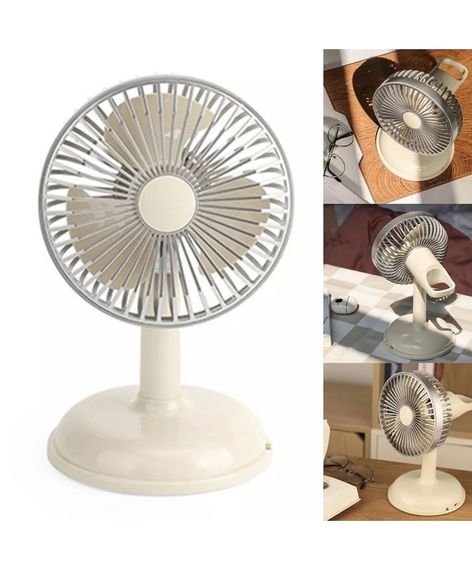 Вентилятор Simple desktop fan KD197 настільний портативний з роботою від USB Блідо-жовтий (кремовий) | Зображення 2