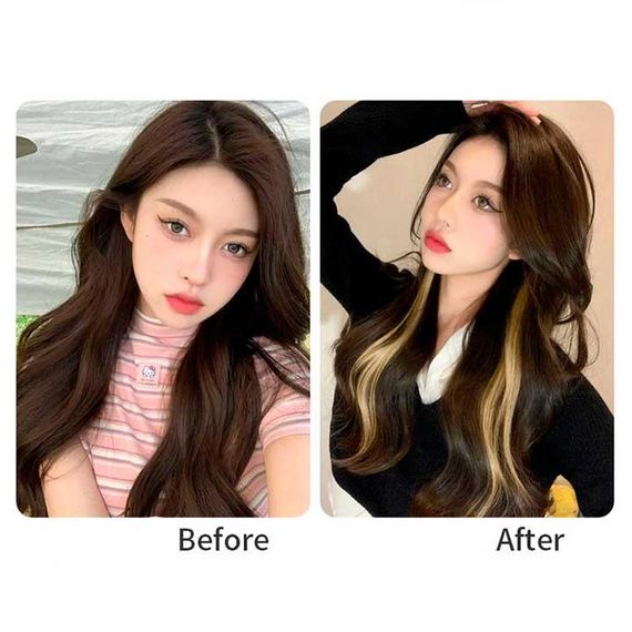 Цветная прядь волос на заколках 60 см супер-блонд Накладные волосы | Зображення 3