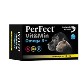 Витаминная добавка PerFect Vit&Min Omega 3 с жирными кислотами для собак и котов 50 шт по 1 грам