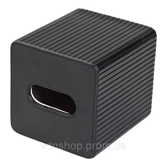 Серветниця з екошкіри квадратна 13х13х14.5 см органайзер для серветок на стіл, Чорний HP-3-201B | Зображення 3