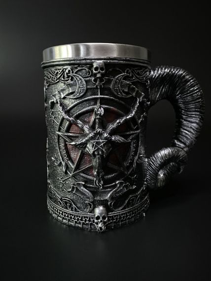 Кружка з пентаграмою — 3D келих із епоксидної смоли та нержавіючої сталі 500мл.