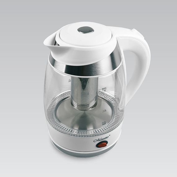 Електрочайник скляний Maestro MR-065-WHITE, 1.8 л, 2200 Вт, з підсвіткою