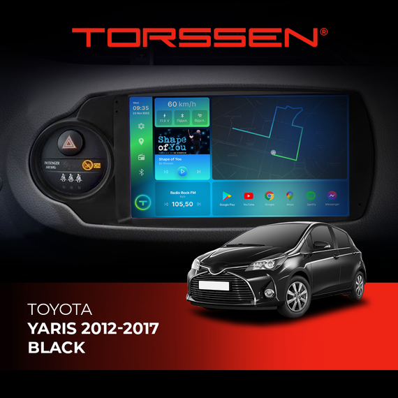 Штатна магнітола Torssen Toyota Yaris 2012-2017 black F9432 4G Carplay DSP