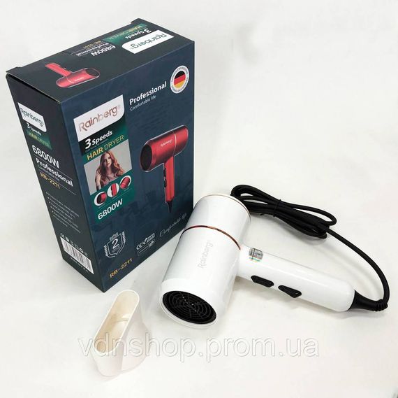 Фен для укладання волосся універсальний Rainberg RB-2211, Потужний універсальний фен DR-22 | Зображення 9