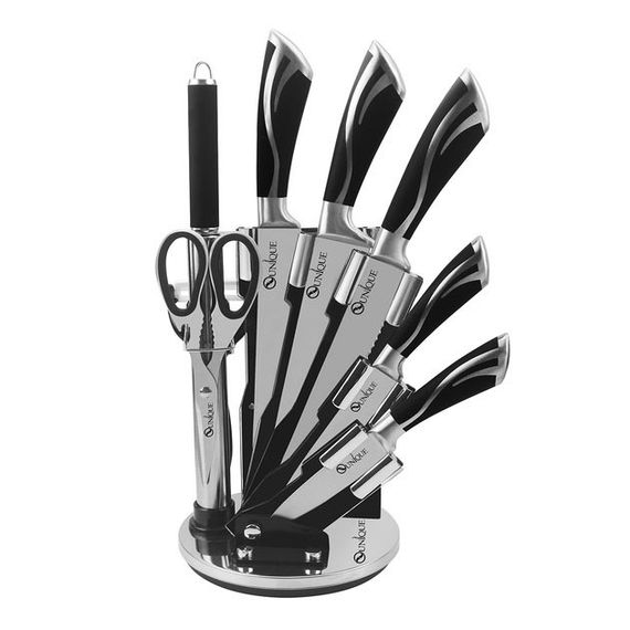 Набор ножей UNIQUE UN-1834 с вращающейся подставкой 9 предметов