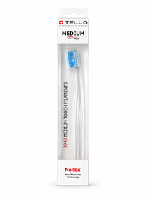 Зубна щітка Tello 3940 Medium White, d 0.15mm, блакитна