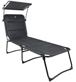 Ліжко розкладне Bo-Camp Sun Lounger With Sunscreen 5 Positions Grey (1304492) (DAS303260)