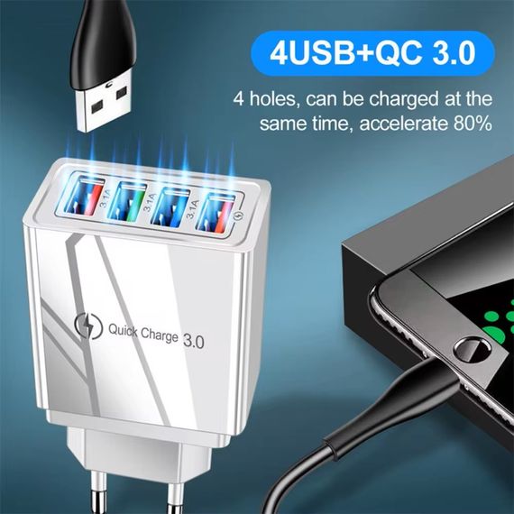 Блок живлення 4 port USB Charge зоряний пристрій Біла | Зображення 4