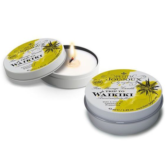 Масажна свічка Petits Joujoux - Waikiki Beach - Coconut and Pineapple (43 мл) з афродизіаками | Зображення 1