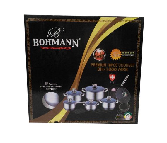 Набор кастрюль с крышками и сковородой Bohmann BH 1800 MRB набор кухонный 19 предметов посуда для кухни | Зображення 3