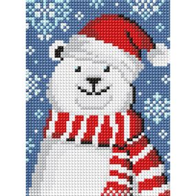 Алмазная мозаика без подрамника для детей "Полярный мишка" AMM1068, 15х20 см