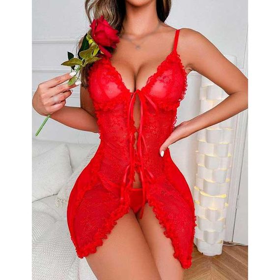 Спокусливий пеньюар червоний — S/M — Еротична білизна | Зображення 1
