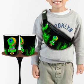 Набор: детская сумка-бананка+кружка Блавл Старс 32х15см,бананка для мальчика через плечо на подарок (00893)