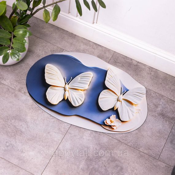 Диатомитовый коврик для ванной с 3D-эффектом Hover Bloom 58х38 см — влаговпитывающая подставка Синий | Зображення 2