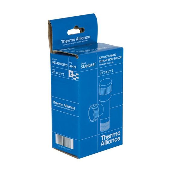 Кран кутовий Thermo Alliance Standart 1/2"НН неірж., з керам. буксий TAS345W1515SS | Зображення 7
